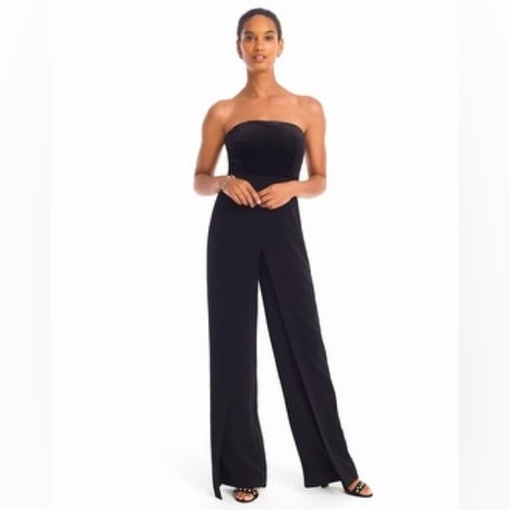 White House Black Market WHBM Black Strapless Split-Pant Jumpsuit